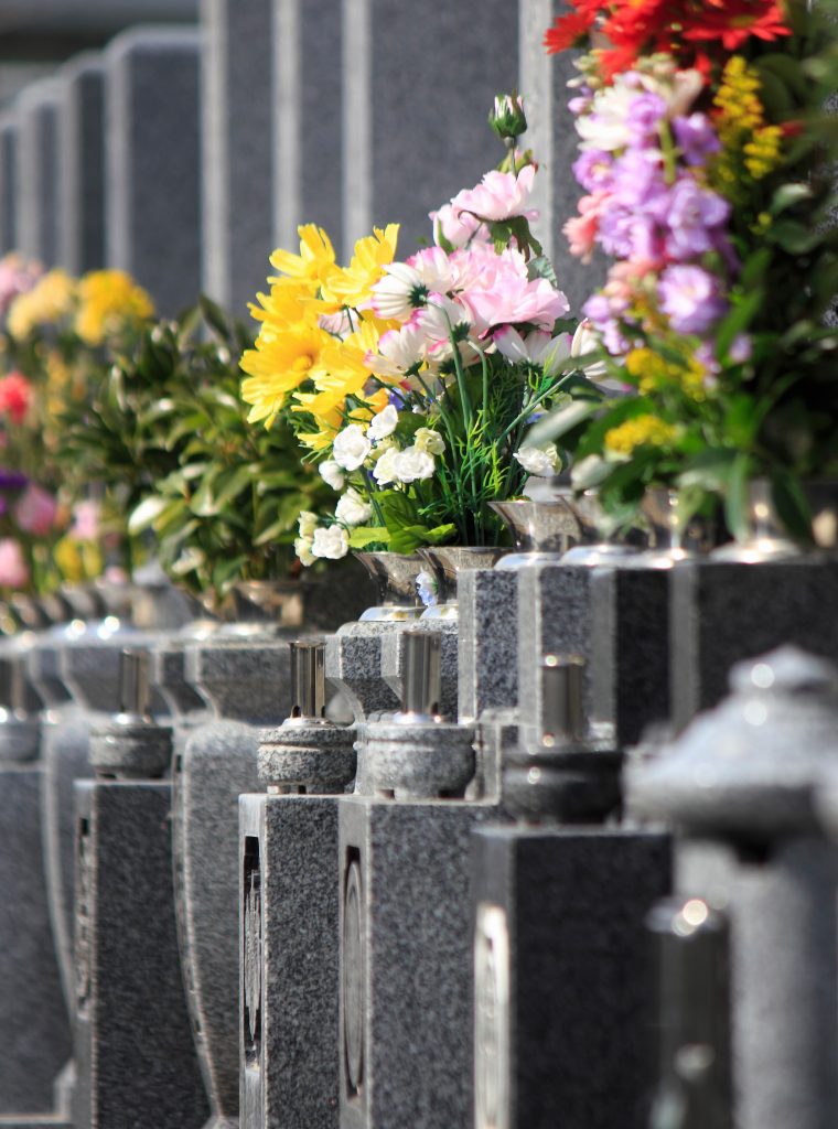 Cemetery with flowers